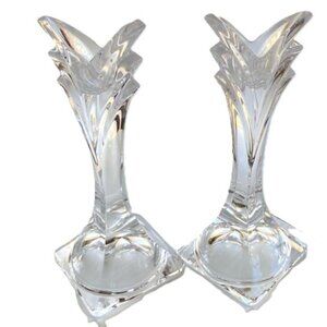 Vintage MIKASA Lead Crystal Tulip‎ Candle Sticks 5.5 inches